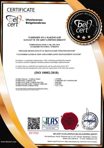 Turbomix ISO 10002:2018